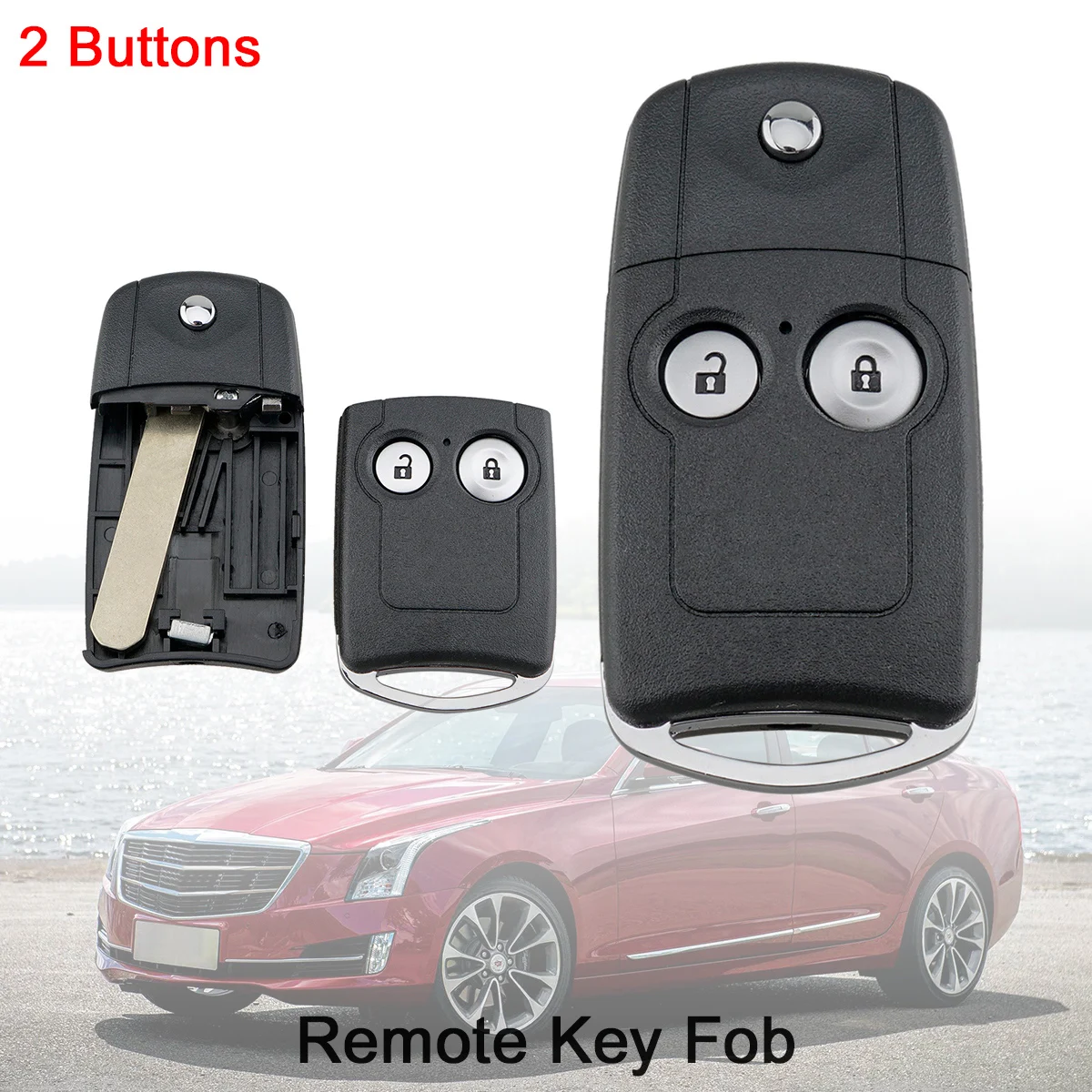 

2 Buttons Car Key Fob Case Shell Auto Remote Cover with HON66 Blade Replacements Fit for Honda Civic Accord Jazz CRV