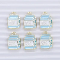 10pcs 12x18mm cute alloy enamel milk drink charms pendants for making necklaces earrings diy keychains crafts jewelry findings