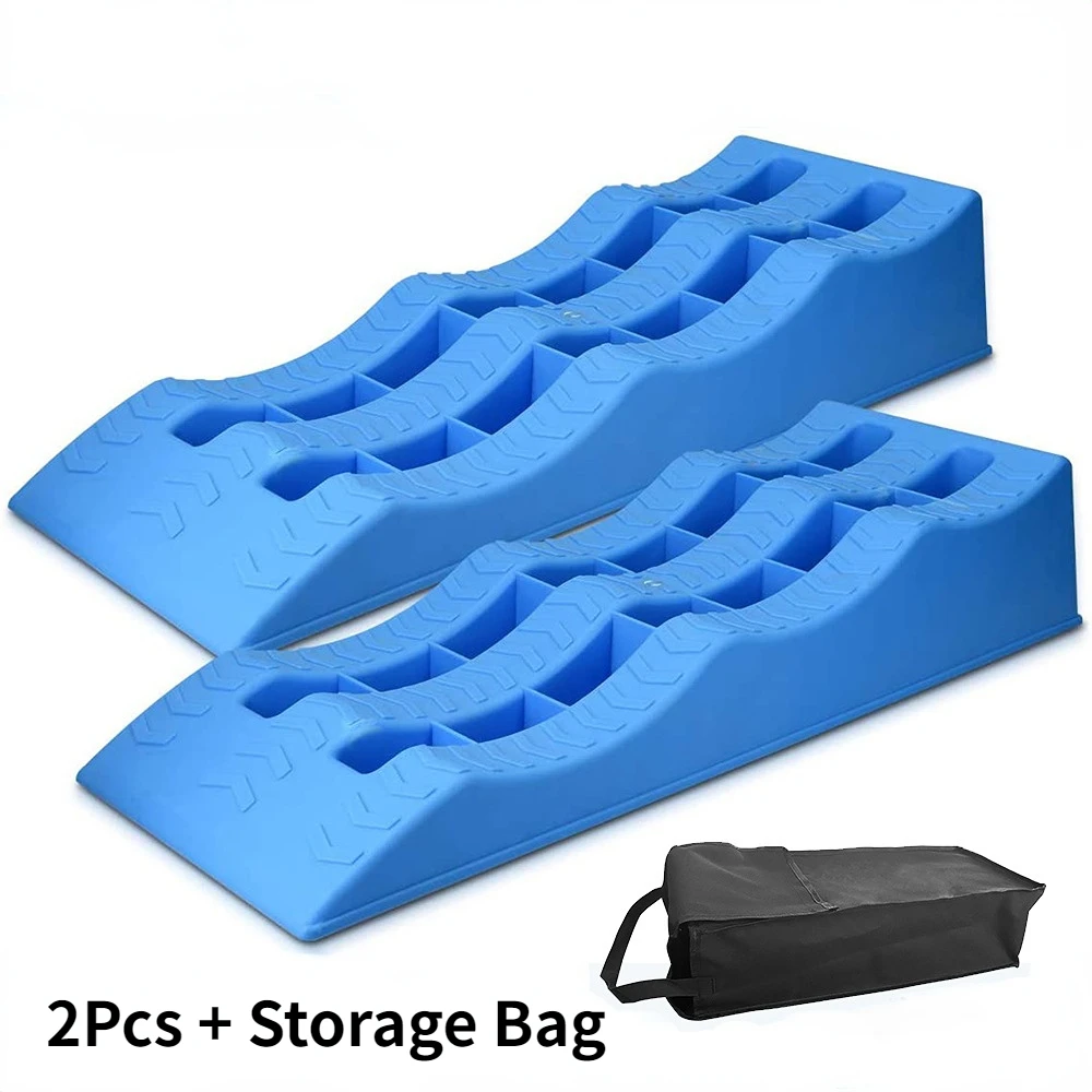 

2Pcs RV Leveling Ramps Wheel Chocks Car Tire Anti-Skid Pad for Stabilizing Camper or Trailer Leveler with Oxford Bag