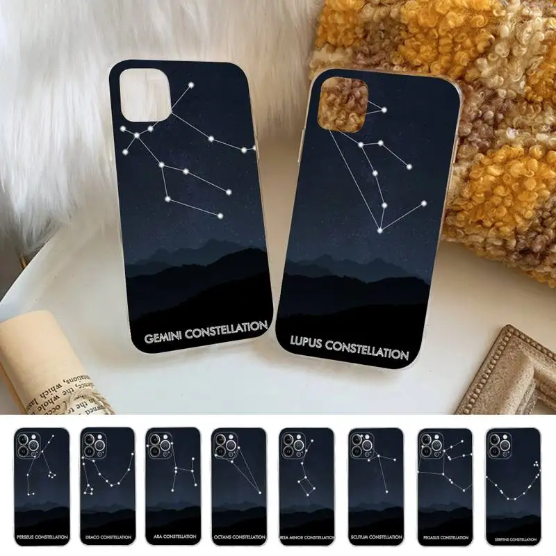 

constellation Phone Case For iPhone 13 14 Pro Max XS XR 12 11 Pro 13 Mini 6 7 8 Plus Clear Back Cover Capa