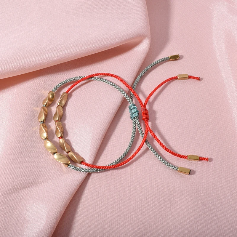 Браслет Rttooas буддийский плетеный медный браслет ручной работы с бусинами для