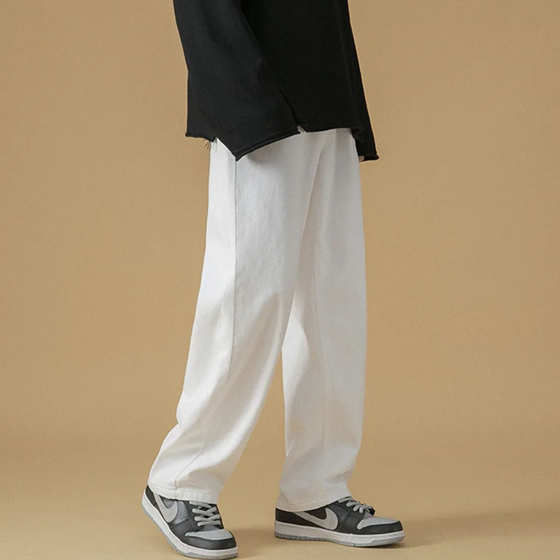 New Fashion Men's Loose Wide-leg Jeans 2022 Spring and Autumn All-match Simple Straight Pants Trousers