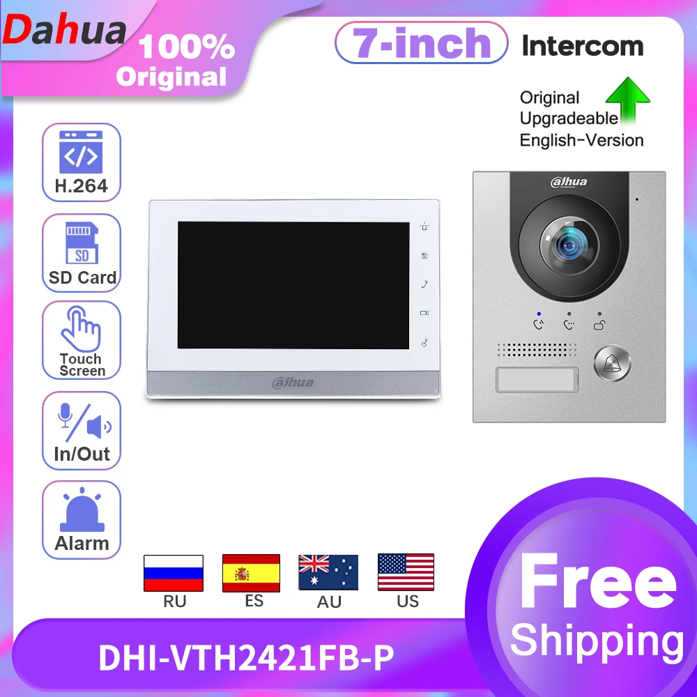 

Dahua, видеодомофон с дистанционным управлением, Умный домашний IP-монитор, ранний дверной звонок, телефон с сенсорным экраном, карта микрофона