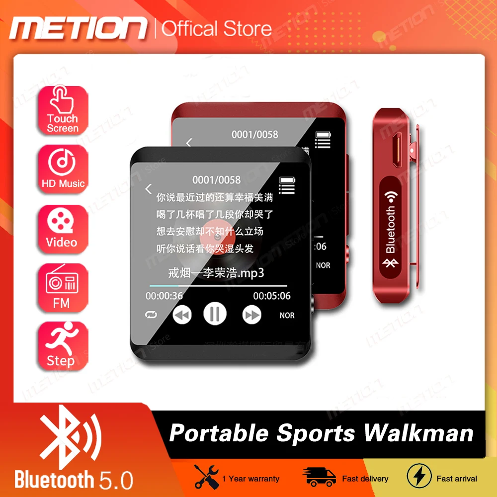 

2022 New MP3 Player Bluetooth 5.0 Full Screen Walkman Portable Sports Music Player Mp4 Video Player FM/E-Book/Recorder/Pedometer