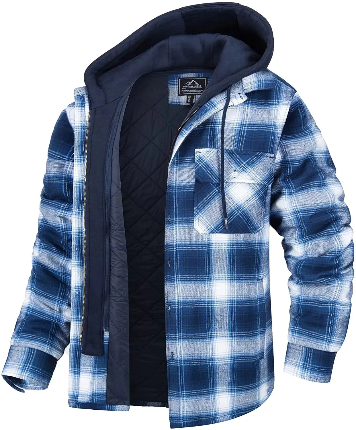 In 2022, Men's Autumn/Winter Thickened Cotton-padded Plaid Long-sleeved Hooded Jacket Winter Jacket Men  Coats Men