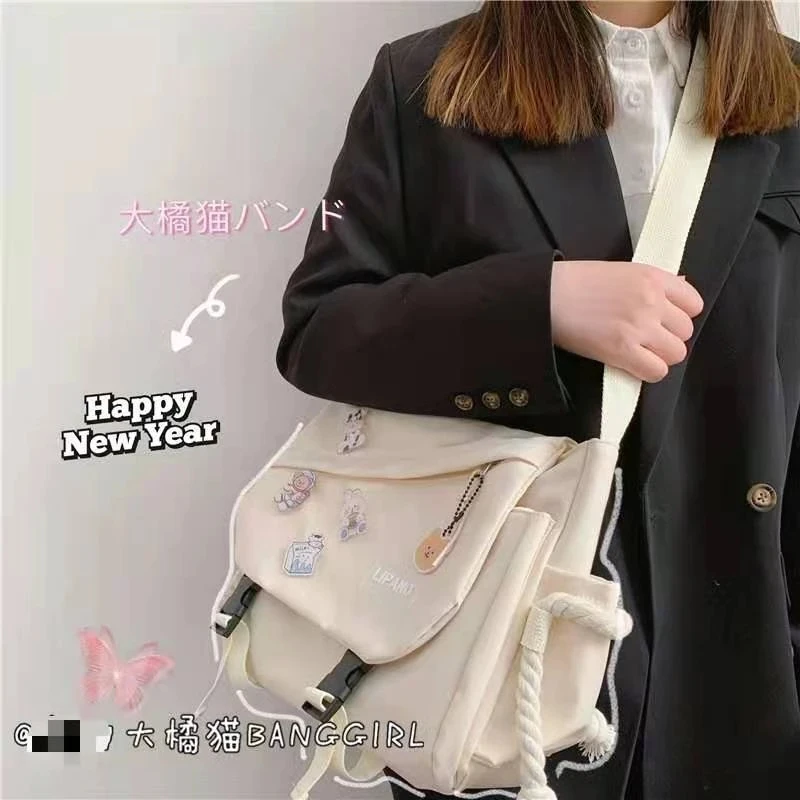 

Nylon Handbags Shoulder Bag Large Capacity Crossbody Bags for Teenager Girls Men Harajuku Messenger Bag Student School Bags Sac