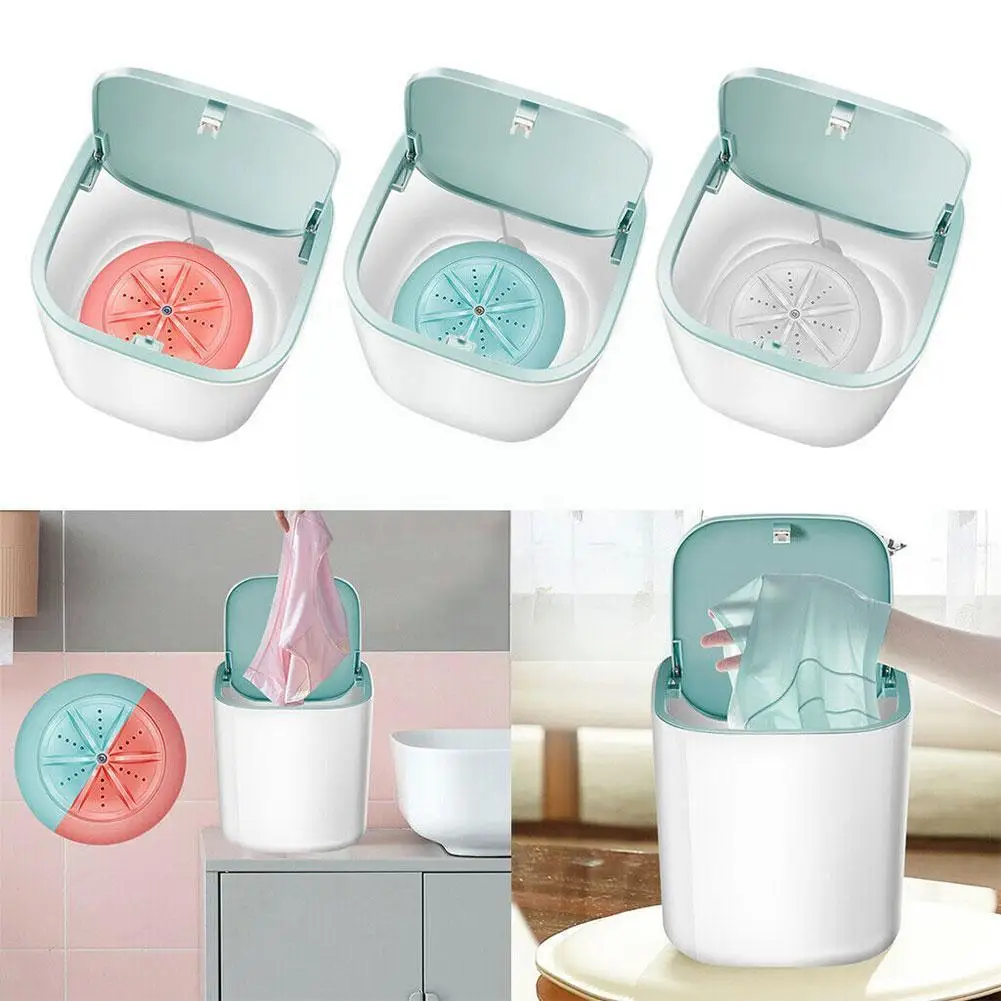 

Portable Travel Mini Washing Machine Ultrasonic Turbo Washing Machine 3.8l Usb Desktop Clothing Washer Powered Underwear G9v4
