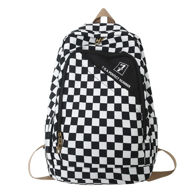

Checkerboard Backpack For Women School Bags Men Travel Rucksack Boy Girl Student Bag Female College Knapsack Laptop Mochila 2023