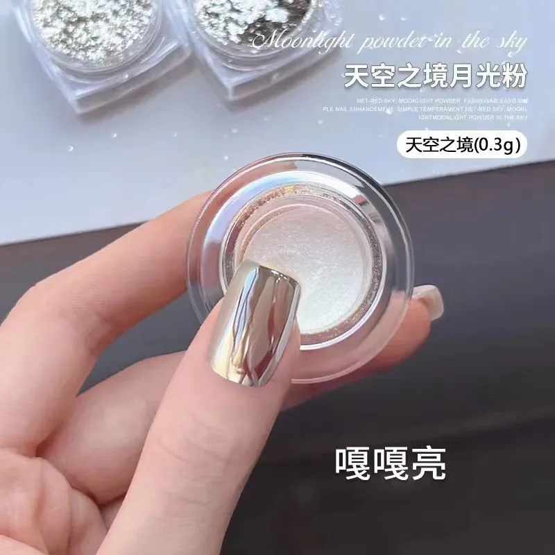 

1Jar White Moonlight Mirror Pigment Pearl Rubbing on Nails Aurora Pink Chrome Dust Nail Art Glitter Manicure Holographic Powder