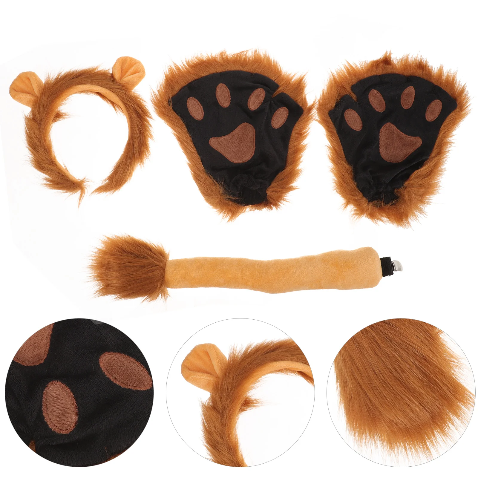 

Животные косплей реквизит головные повязки аксессуар для костюма заколки для волос Хэллоуин искусственный Лев плюшевый зажим для волос лапа перчатки головная повязка для ушей