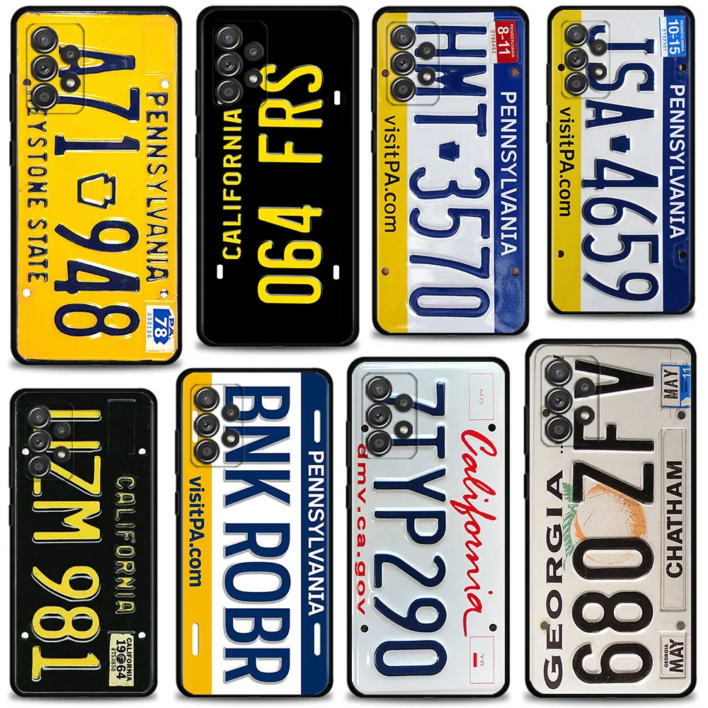 

Case For Samsung Galaxy A12 A52 A51 A13 A32 A21s A71 A31 A02s A30s A53 A72 A11 A73 Funda Retro Funny License Plate Number Car