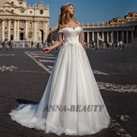 anna elegant princess wedding dresses a line cap sleeve lace flowers appliques lace up robe de soir%c3%a9e de mariage custom made