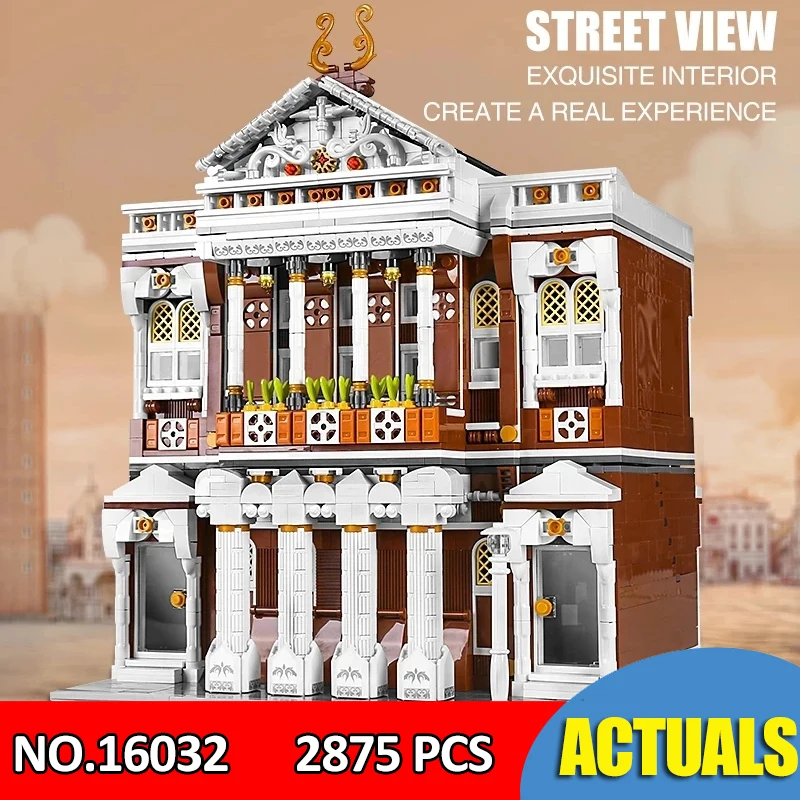 

Молд KING 16032, уличное здание, концертный зал со светодиодной подсветкой, модель, строительный блок, сборка, кирпичи, игрушки для детей, рождест...