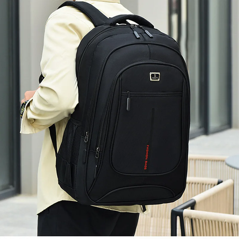 

Large Capacity Men's Backpack Black Oxford College Student School Backpack Men Laptop 15.6 Inch Casual Multilayer Bagpack Big