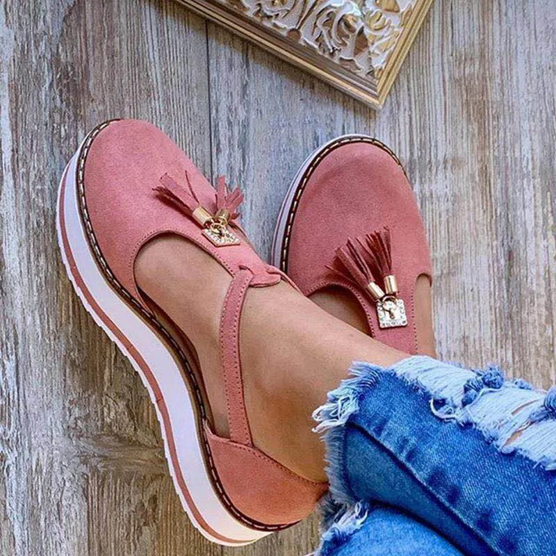 

Women Flat shoes Summer Vulcanized shoes Solid Color Thick Bottom Women's Sandals Fashion Tassel Casual Style Women's Shoes