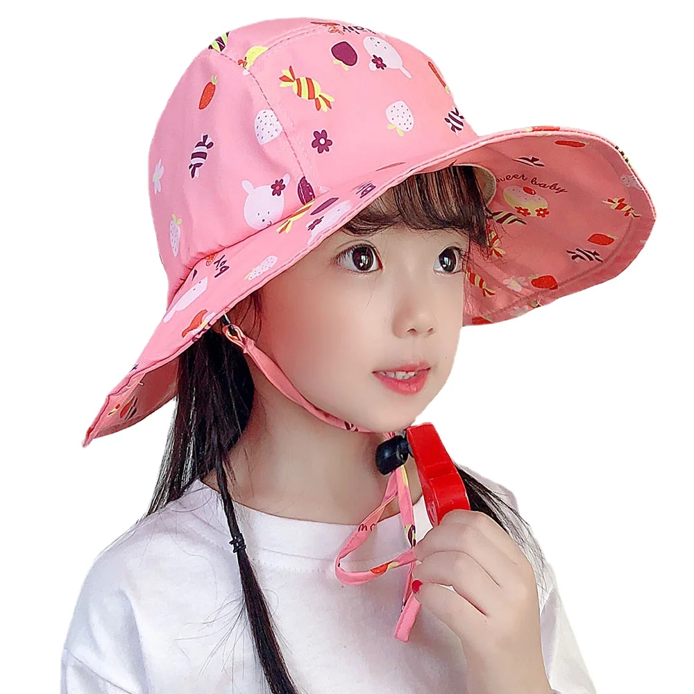 

Summer Baby Hats for Girl Boys Kids Panama Sun Hat with Whistle Children Bucket Hats Sun Cap Outdoor Beach Hat