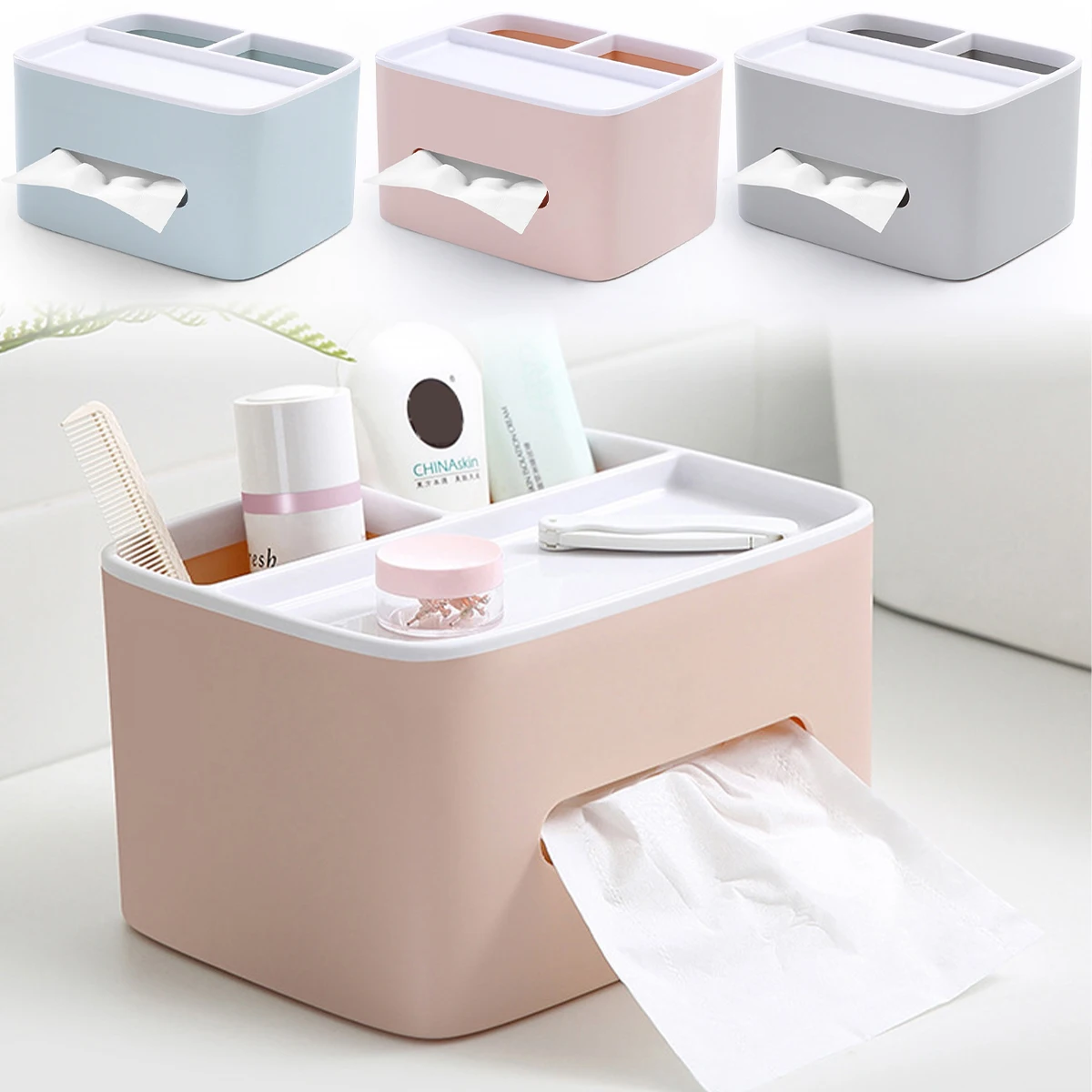 

Многоразовая коробка для салфеток, органайзер, пластиковая коробка для бумажных салфеток для лица, многофункциональная коробка для хранен...