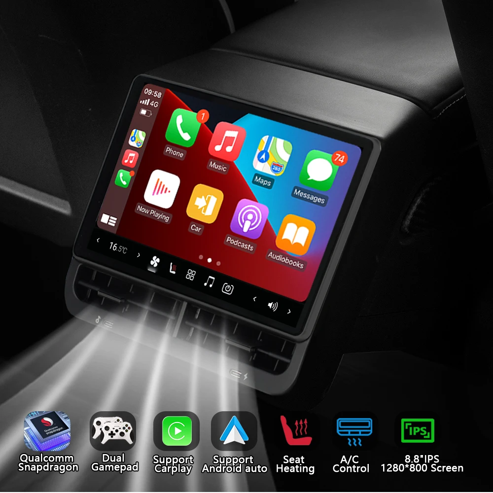Новейший 8 8-дюймовый задний экран для Tesla Model Y 3 WIFI Entertainment 4K HD-дисплей чип Qualcomm