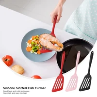 3 pcs silicone slotted fish turner spatulanon stickheat resistantfor scrapping flipping frying foodsredblackpink