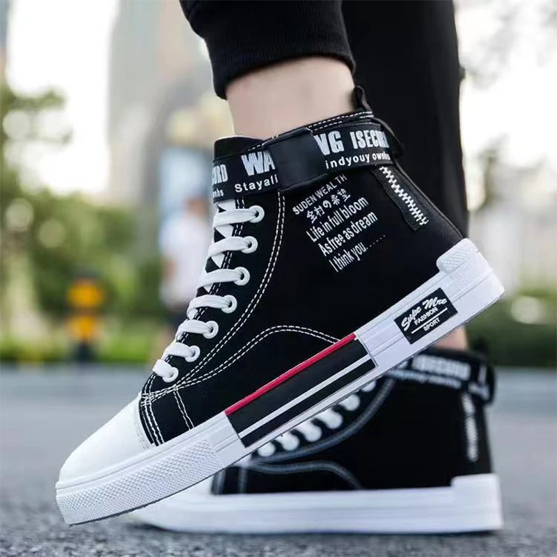 

New High-top Men Teens Casual Shoes Canvas Breathable Sneakers Skateboard Cushion Basketball Running Jogging Footwear Travel