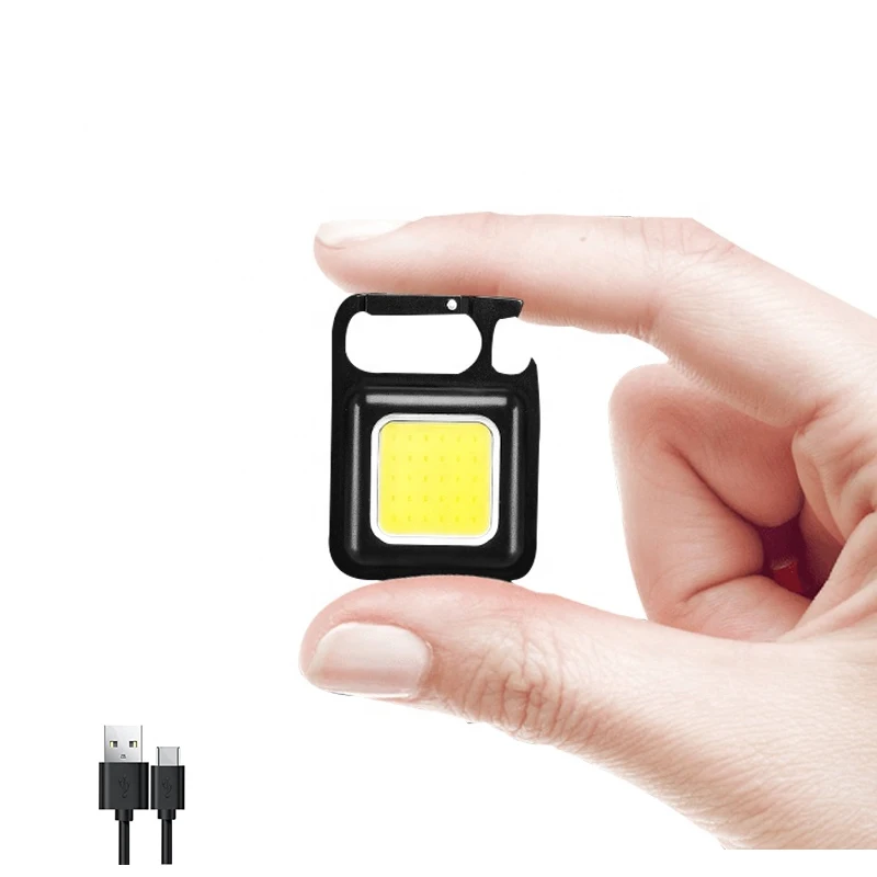 

multi-function Super Bright 1000Lumens aluminum rechargeable Keychain Mini led portable work light with Folding Bracket Bottle