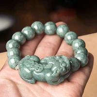 hot selling natural hand carve ice kind jade lucky pixiu round beads bracelet fashion jewelry men women luck gifts amulet