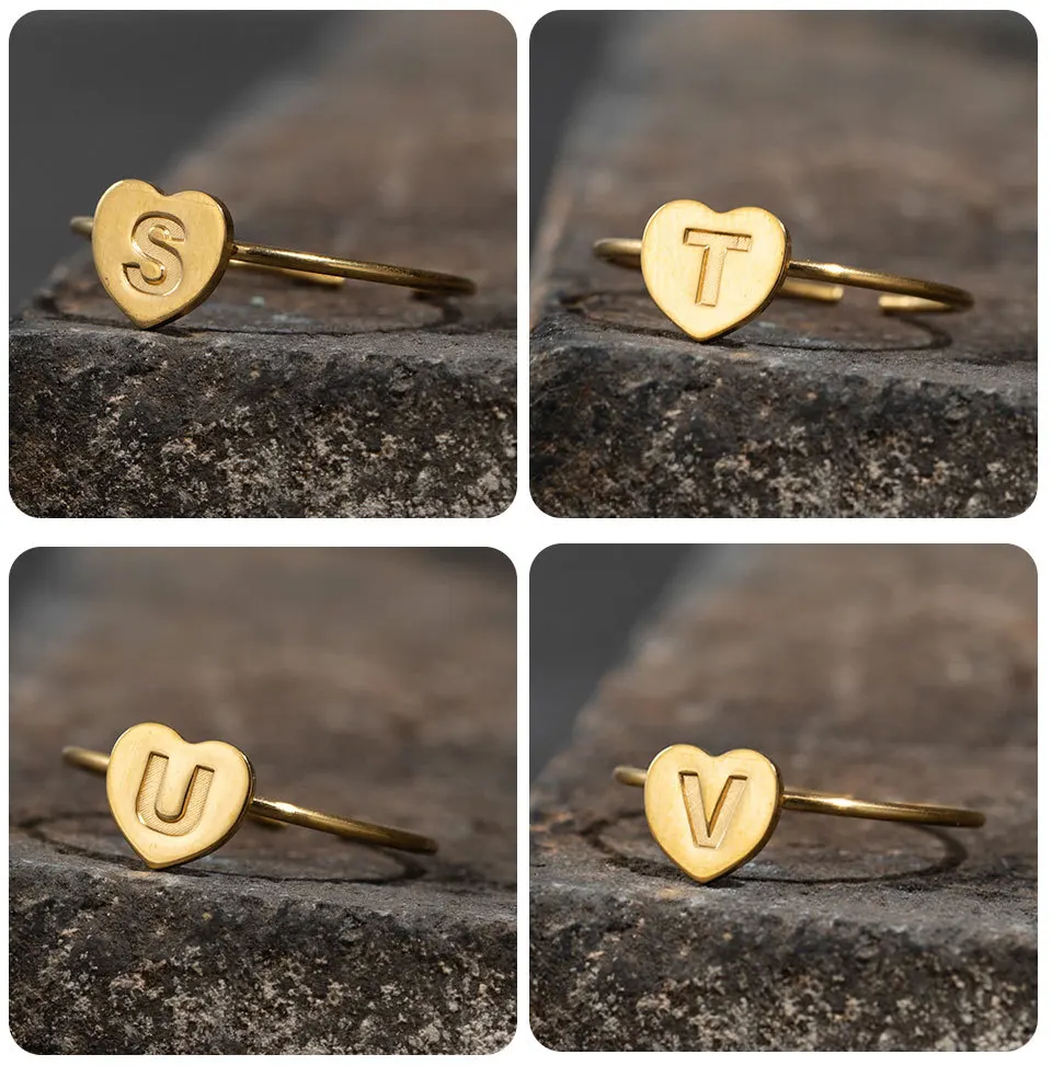 2022 простое Оригинальное женское регулируемое кольцо с буквами золотого цвета из