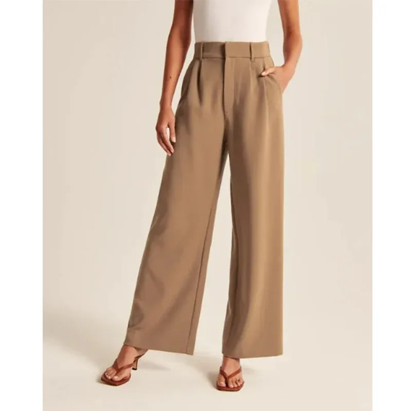 

Last Day 50% OFF - HIGH WAIST TAILORED WIDE LEG PANTS Drape Slim Thin Pocket With Belt Wide Leg Casual Suit Pants Women