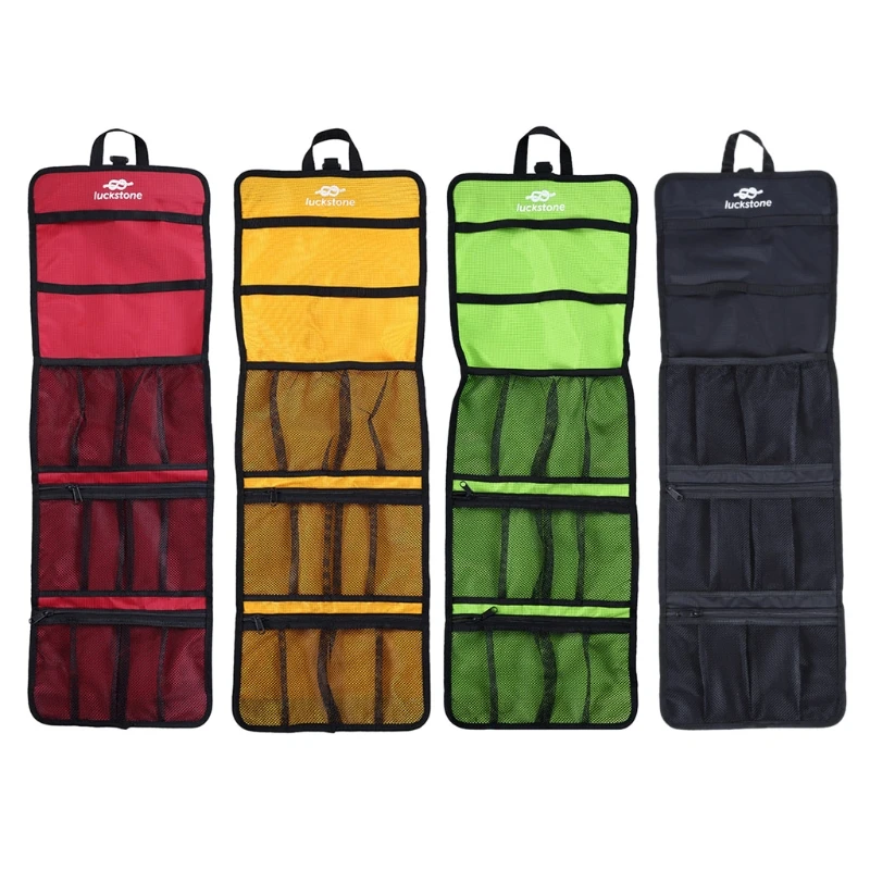 

Foldable Rock Climbing Storage Bag Durable Carabiner Hook Partitions Holder Hiking Gear