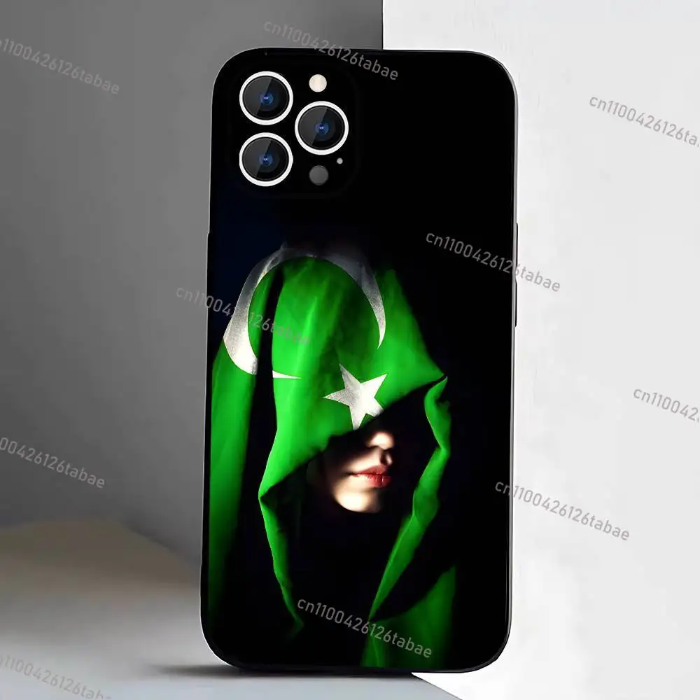 Фото Чехол для iPhone с флагом Пакистана, черный, мягкий, для моделей 17, 13, 14, 15, 11, 16, 12 Pro Max, ProMax Plus, E, Air, Mini №2