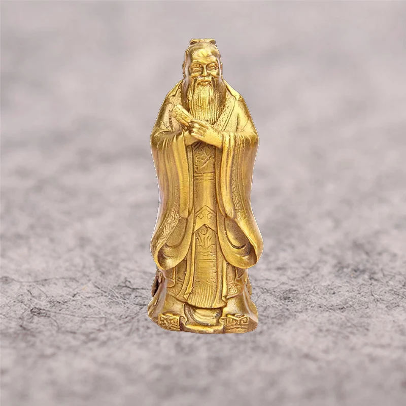 

Golden China Ancient Confucius Ornaments Feng Shui character Sculpture Figurines Home Office Living Room Desktop Decoration