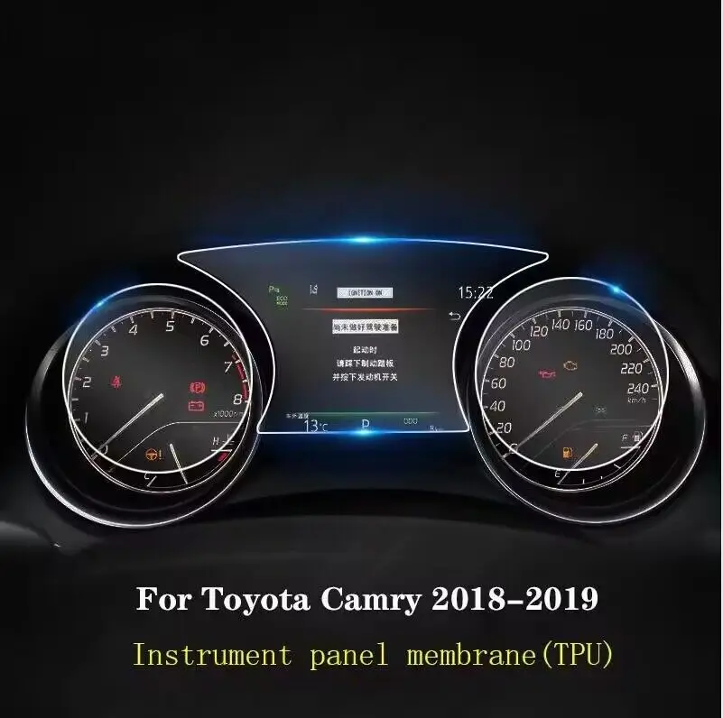 

Для Toyota Camry 2018-2023, внутренняя панель автомобиля, мембрана для приборной панели, ЖК-экран, блестящее украшение, установка против царапин