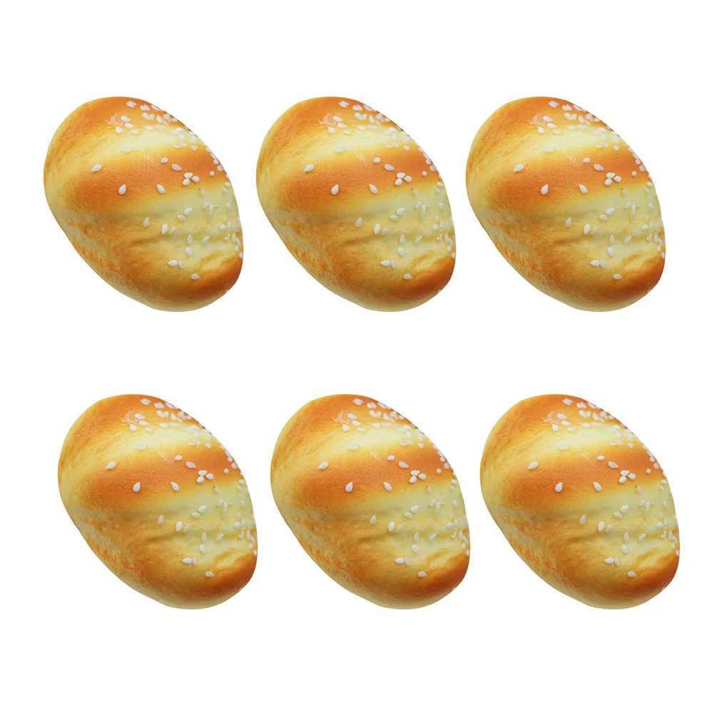 

6pcs PU Sesame Roll Bread Model Simulation Bread Photo Props Home Cake Shop Decor