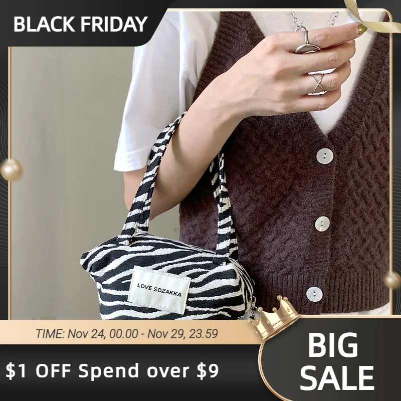 

Ручная косметичка на молнии, ретро-сумка на плечо, холщовая Повседневная модная дамская сумочка в горошек, Ins стиль