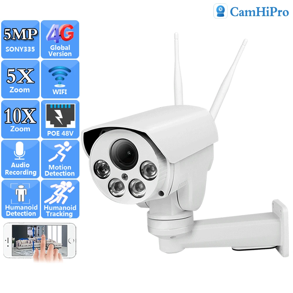 

Беспроводная IP-камера видеонаблюдения, 5 МП, Wi-Fi, PTZ, 5-кратное увеличение