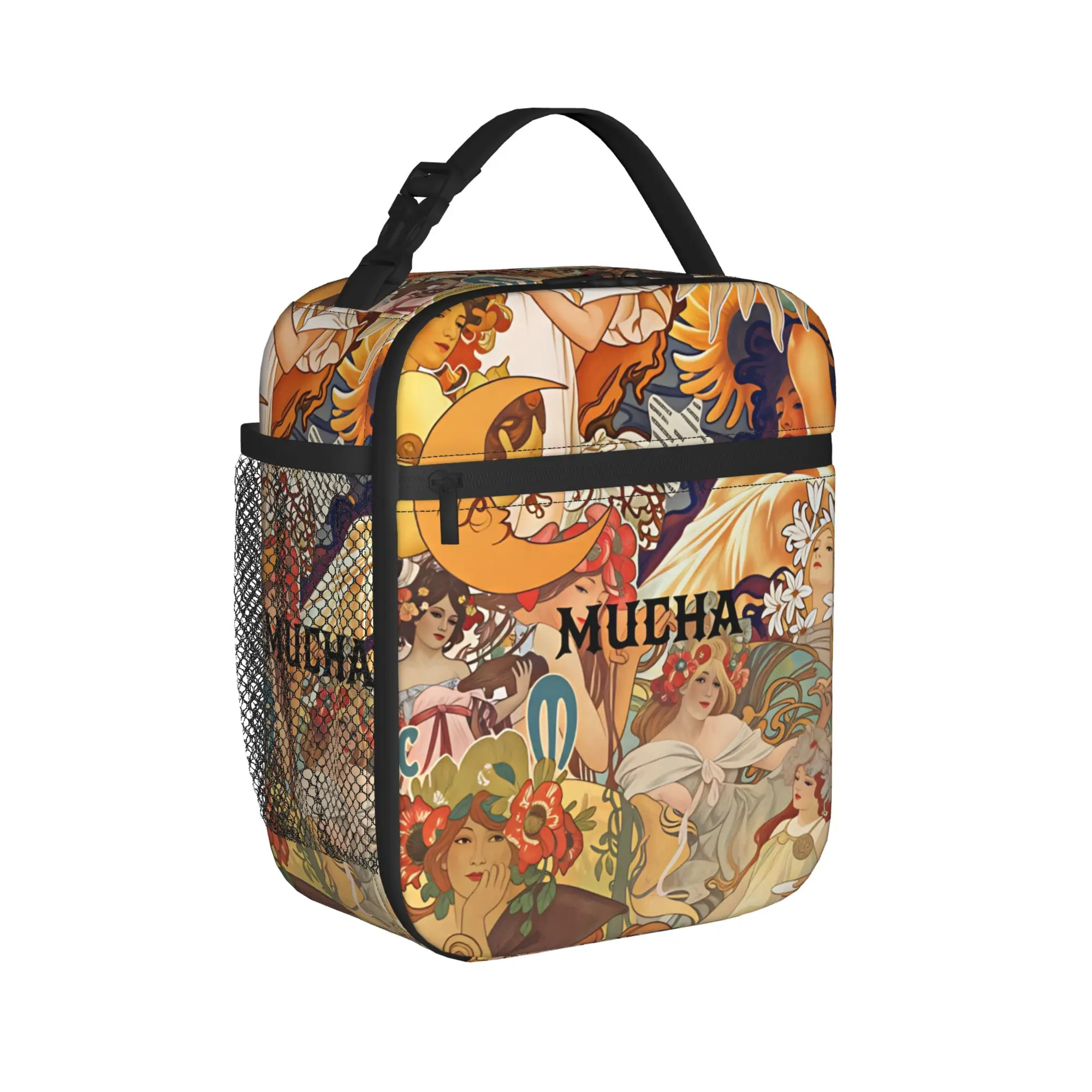 Фото Сумка для обеда Alphonse Mucha Zodiac в стиле ар-нуво, модная сумка для обеда для детей, школьная сумка-холодильник, термосумка для обеда из оксфордской ткани №2