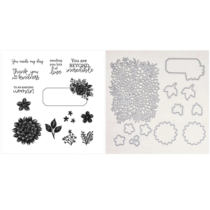 

Штамп Dahlia Days и подробные штампы Dahlias со чувствительными чувствами, прозрачные штампы для скрапбукинга, украшения альбомов, создание поздрав...