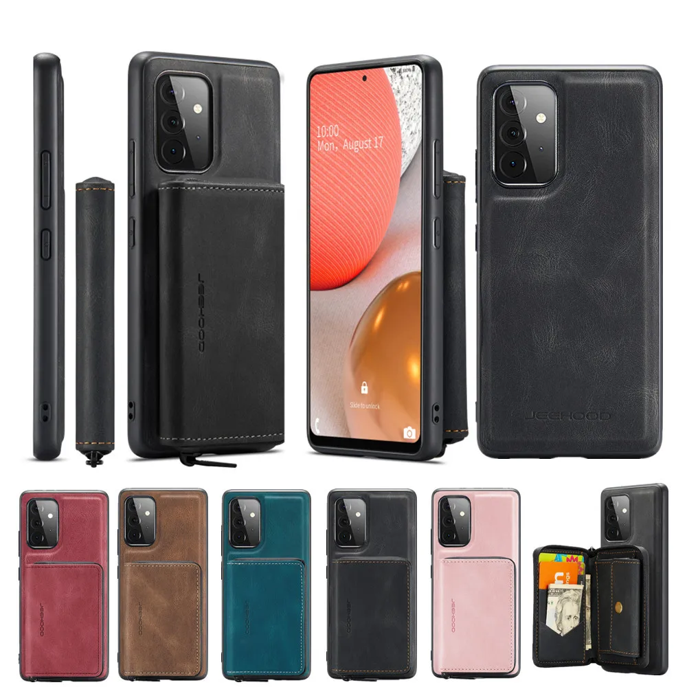 Detachable Zipper Wallet Phone Case for Samsung Galaxy S22 Ultra S21FE S20 Plus Note 20 10 9 8 Card Pocket Full Protective Cover
