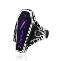 aroutty vampire coffin stainless steel mens rings gothic punk unique cool for male boyfriend jewelry creativity gift wholesale