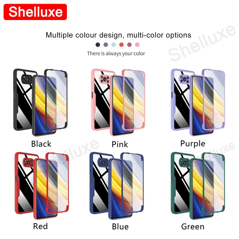 360-градусный прозрачный чехол с полным корпусом спереди и сзади Shelluxe для Xiaomi POCO X3