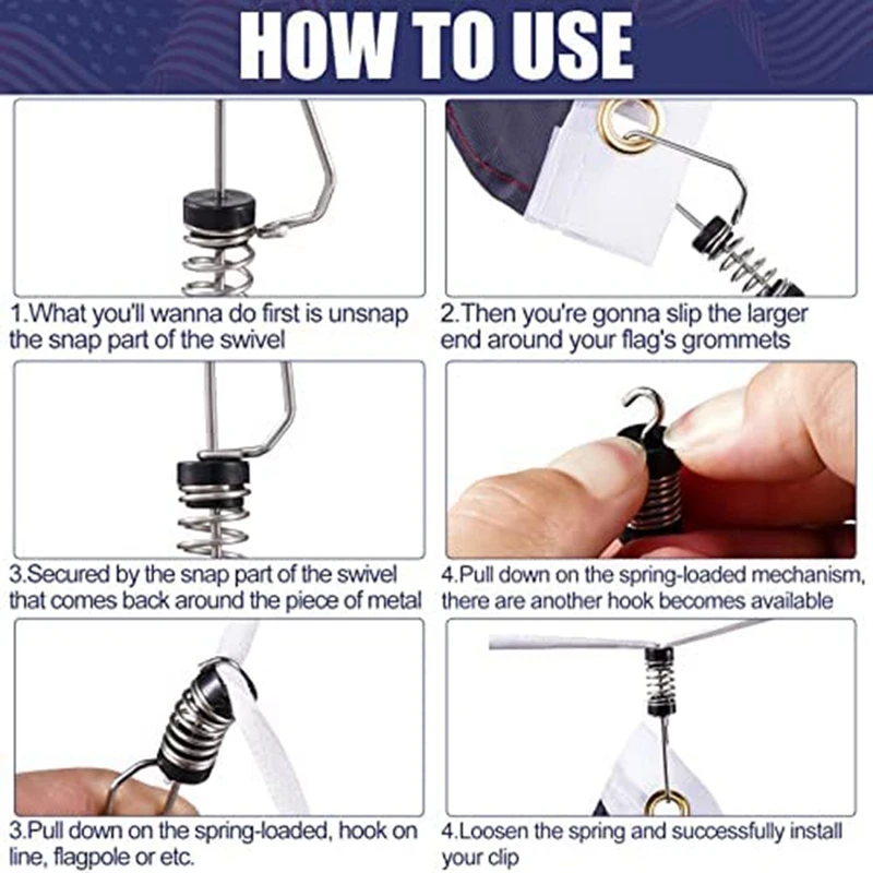 Fishing Flag Clips Stainless Steel Marine Boat For Halyards Outrigger Lines Antennas Flagpole Rope