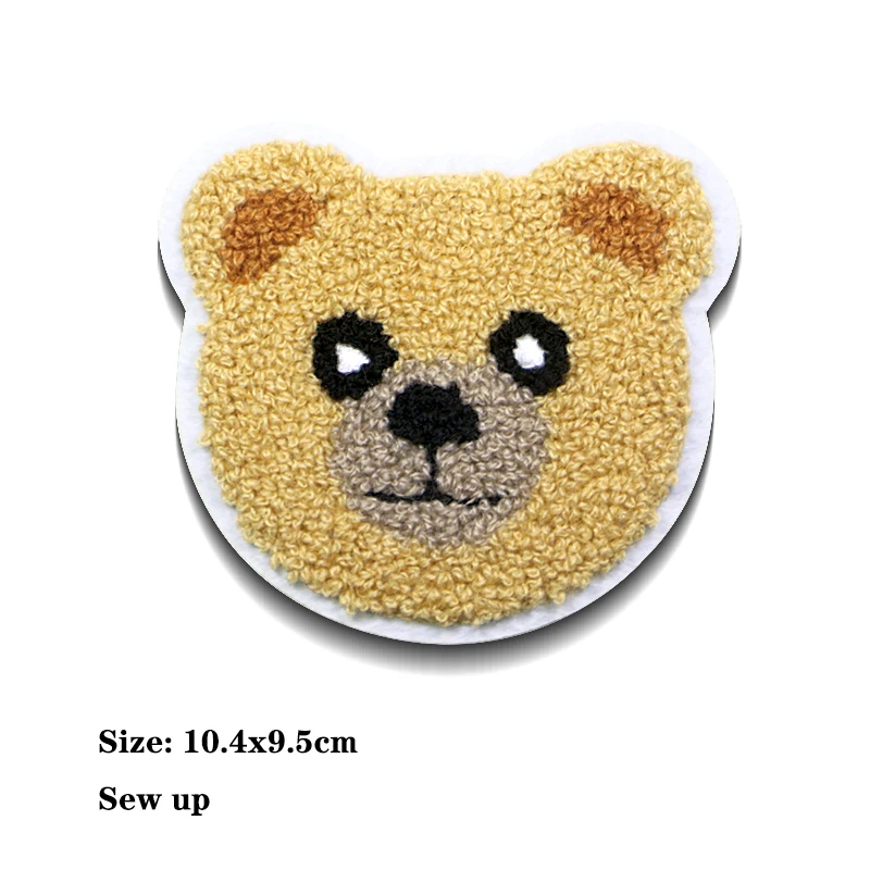 Милая Вышивка в форме сердца с тигром и маленьким медведем из шенили аппликация