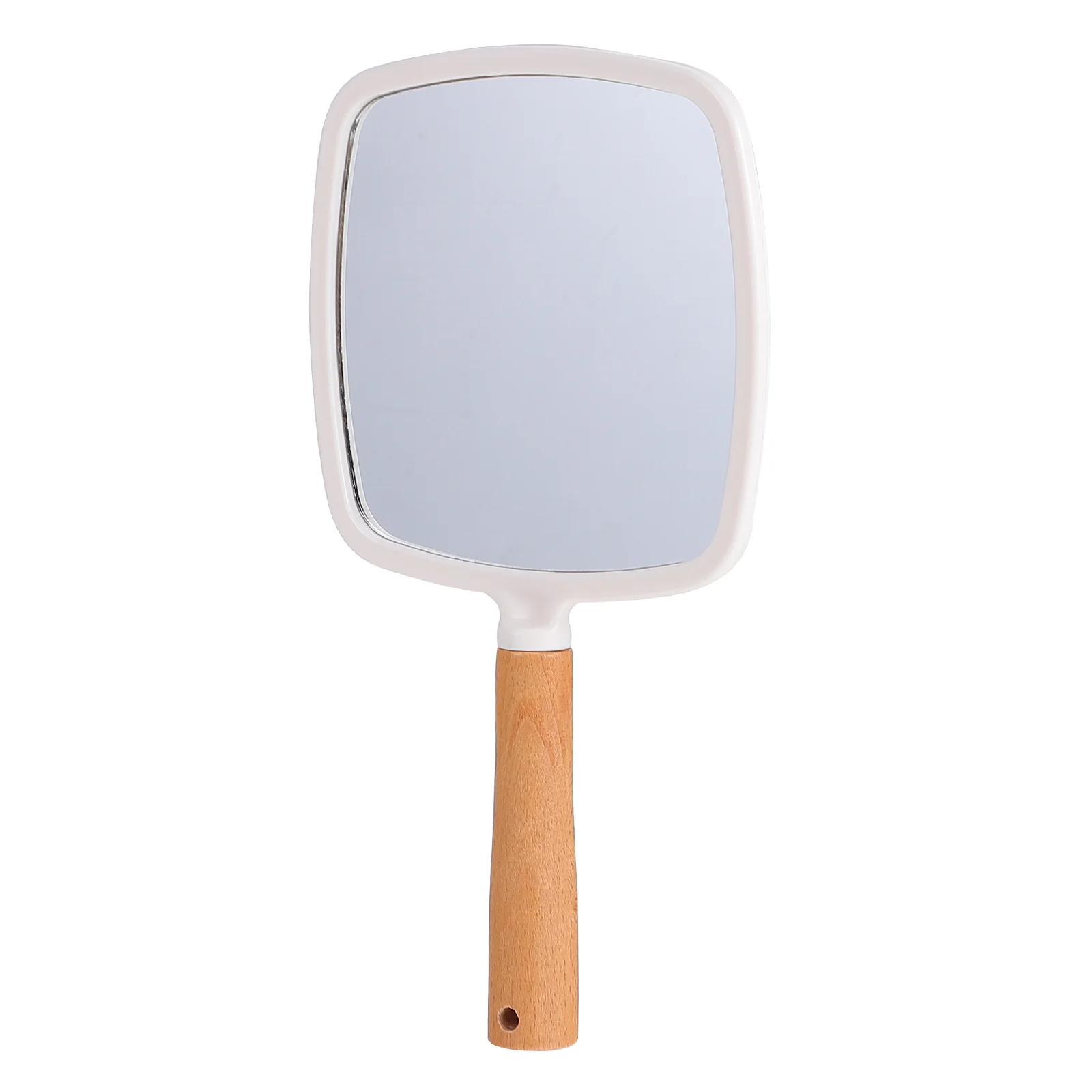 

Handle Mirror Vanity Round Decorative Tray Barber Wood Women Makeup Travel Beech Mother