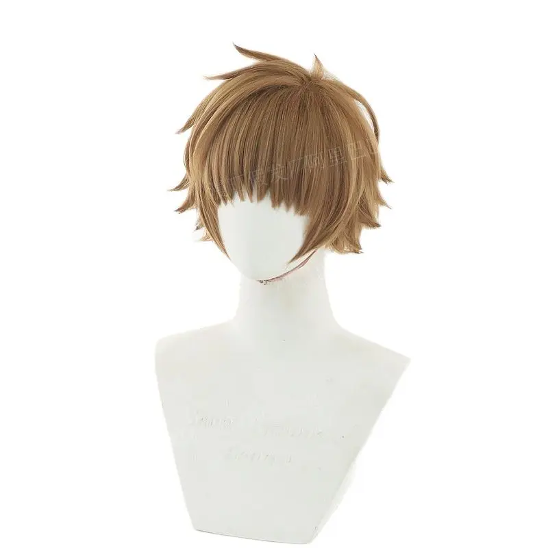 

Anime Card Captors Sakura Syaoran Li Wig Cosplay Costume Short 30cm Brown Heat Resistant Synthetic Hair Wigs + Wig Cap