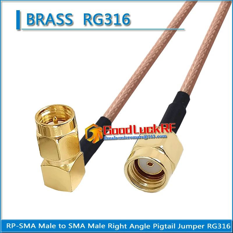 

1X Pcs High-quality SMA Male 90 Degree Right Angle to RP SMA RP-SMA RPSMA Male Plug Coaxial Pigtail Jumper RG316 Cable