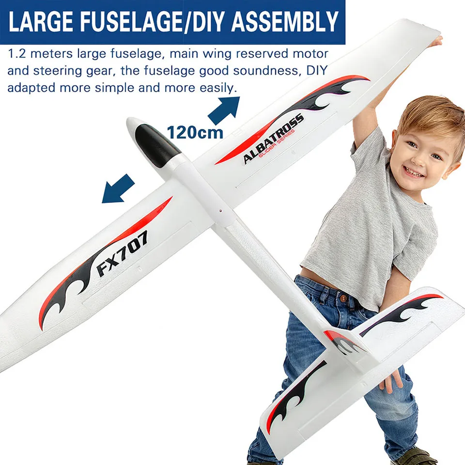 FX707S Aircraft hand launched glider aircraft throwing aircraft soft foam aircraft aircraft model children's DIY toys can be con