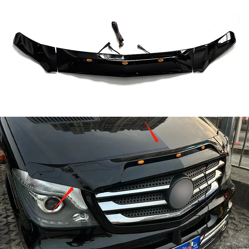 Фото Защитная накладка на капот (дефлектор) с подсветкой для Mercedes-Benz Sprinter W906 2014-2017 №2