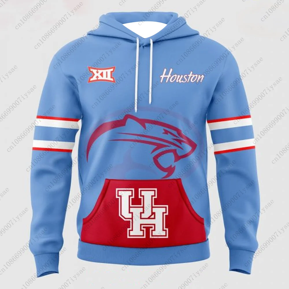 2024 мужская толстовка с капюшоном для футбола Университета Хьюстона синяя