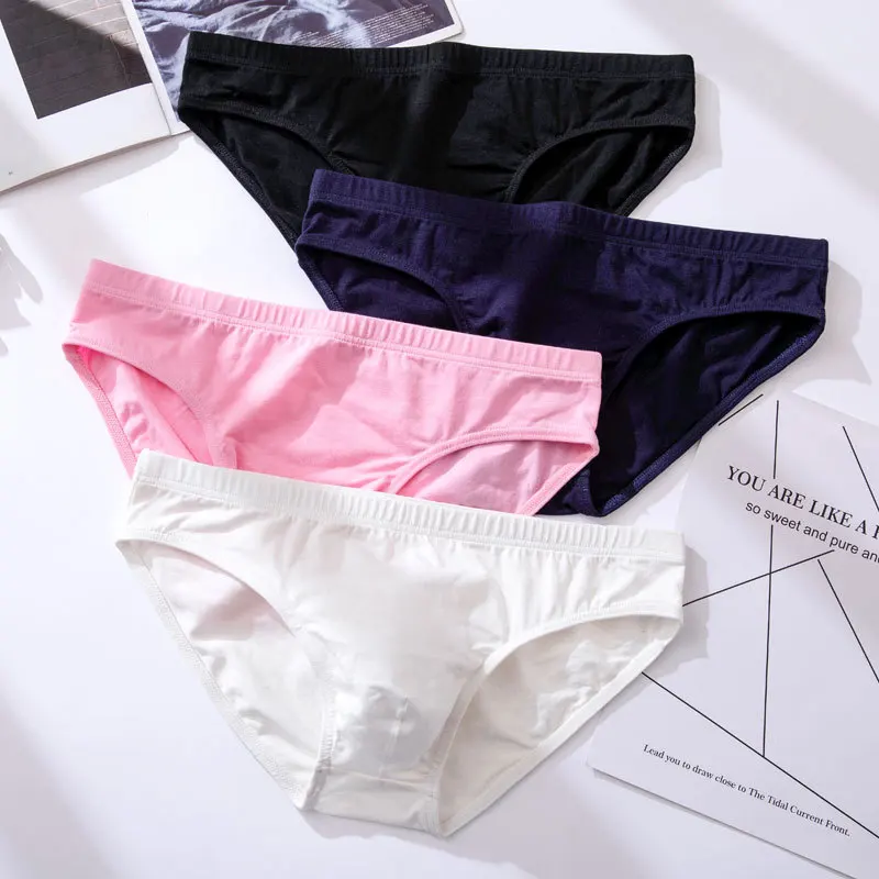 Men's Briefs Pure Cotton Pure Color Adult Breathable Low Waist Pants Sexy Lingerie Gay Underwear Mens Cotton Underwear