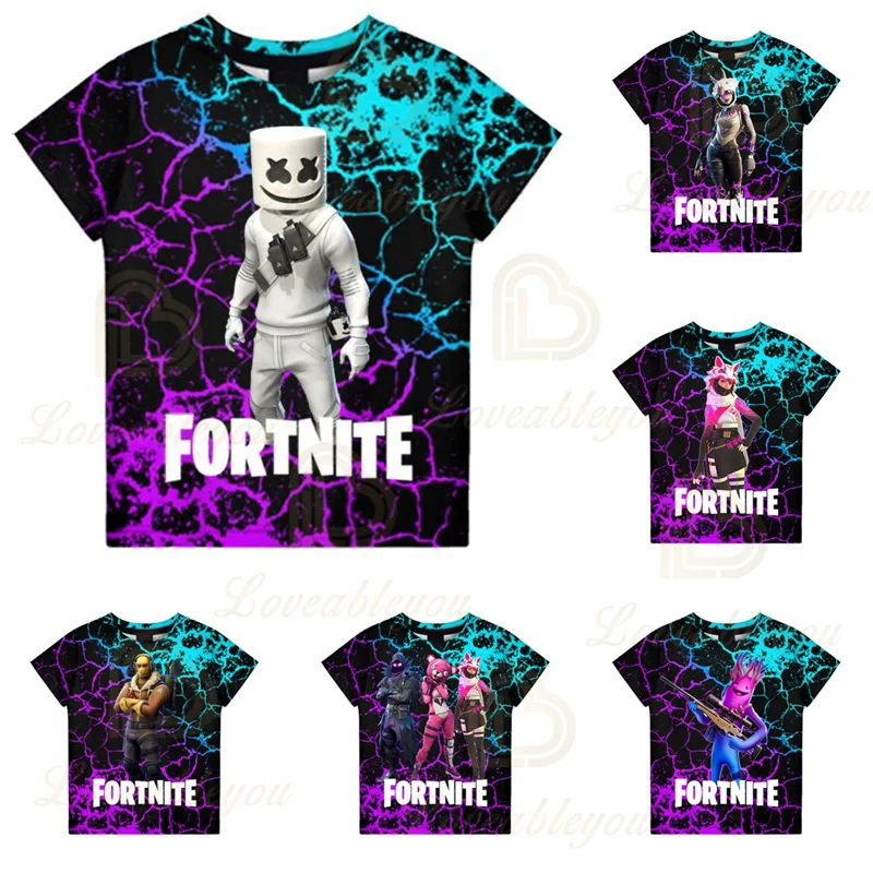 Летняя футболка с 3D-принтом игры Fortnite для мужчин и женщин Детская изображением